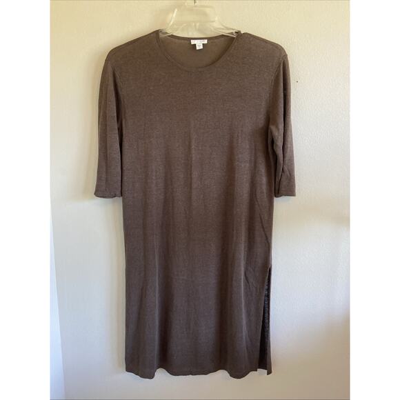 J. Jill Dresses & Skirts - J Jill Brown Linen Viscose Vneck Sheer Resort Dress Swim Coverup Womens Small